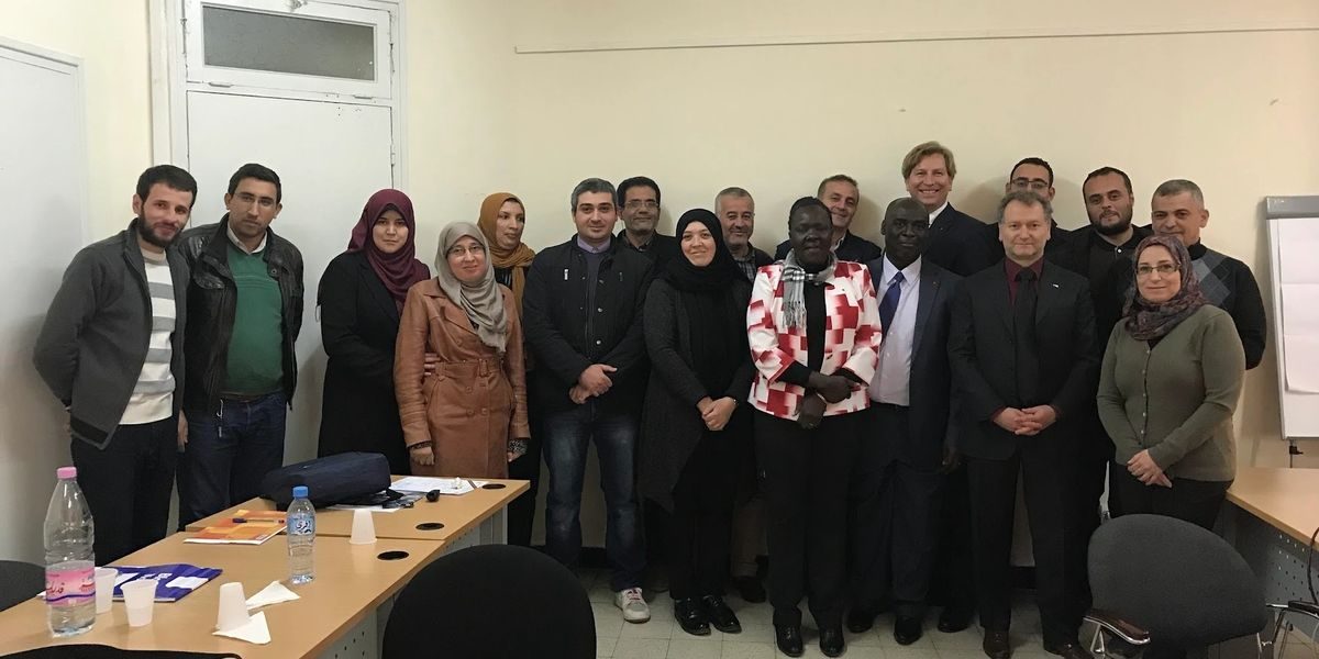 Participants in a classroom during an international capacity-building programme.