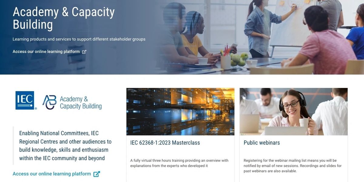 Screenshot of the IEC Academy online learning portal.